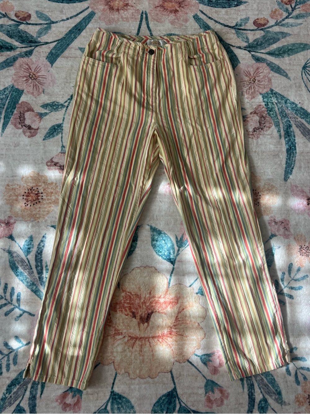 Pastel Talbots Striped Cotton Chinos in Cream, Green, Red